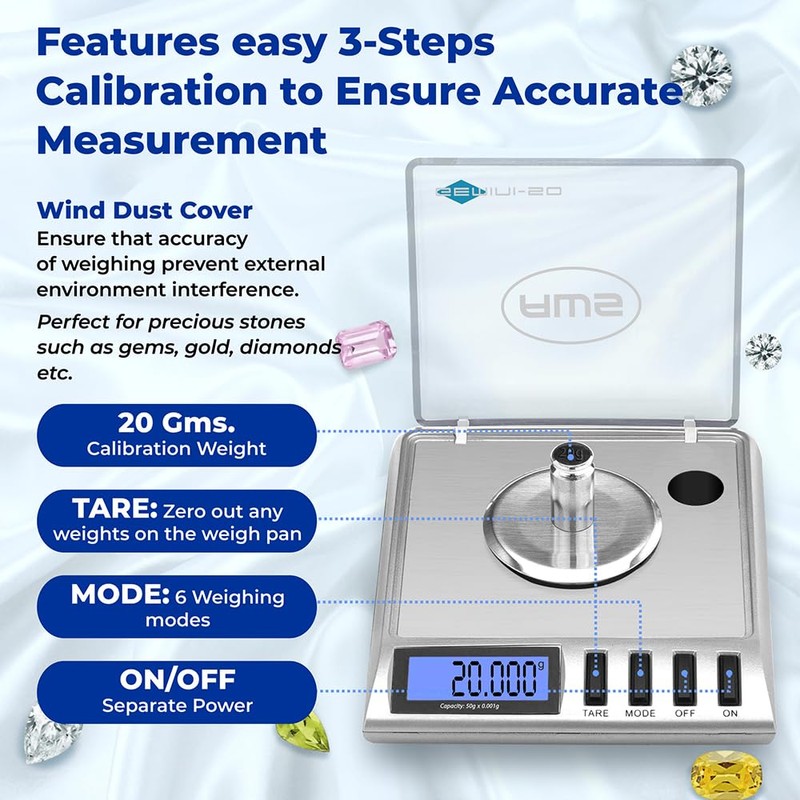 Gemini-20 Milligram Scale – Digital Jewelry/Lab Scale for Powder, Gold,