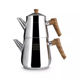 Serenk Traditional Turkish Tea Pot, 18/10 Stainless Steel, Rapid Boil Stove Top - Definition