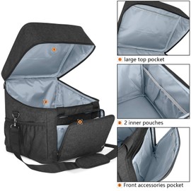 Luxja Overlock Bag for Overlock Machines, Overlock Bag for Storage, Overlock Sewing Machines, Coverlock Bag for Transport Overlock Machine and Accessories, 33 cm x 30.5 cm x 34 cm, Black, black,