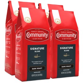 Community Coffee Signature Blend, 128 Ounces Ground Coffee, Dark Roast, 32 Ounce Bag (Pack of 4)