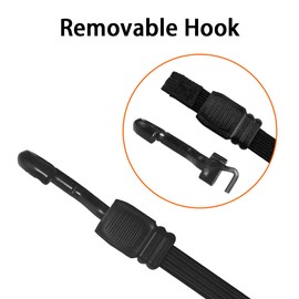 MARRTEUM 40 Inch Flat Adjustable Bungee Cords with Hooks Heavy Duty Elastic Rope Straps for Camping, Bicycles, Folding Bikes, Luggage. (2 Pcs Black, Plastic Wrapped Steel Hook)