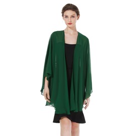 BEAUZSUZSANA Summer Shawls and Wraps for Women Evening Dresses Bridal Wedding Lightweight Party Travel Chiffon Scarf (Emerald Green)