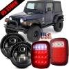 Unbranded 4x 7" Inch LED Headlights + Tail Lights Combo
