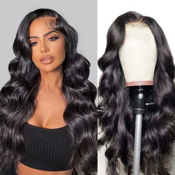 Real Hair Wig 13 x 4 HD Lace Front Wig Human Hair Body Wave Wigs Pre-Plucked with Baby Hair Wig Women for Women 24 Inches (60 cm)