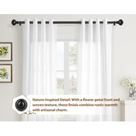 TONIAL Curtain Rod 32 to 120 Inches, Black 7/8 Adjustable Curtain Rods for Windows 20 to 116 Inches, Splicing Drapery Rods Heavy Duty with Netted Texture Finials