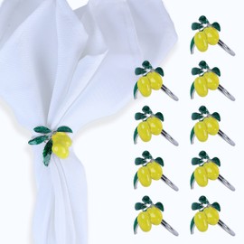 Gold Metal Nature Napkin Rings Set of 8 (Lemon)