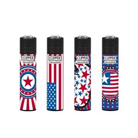 Clipper Lighters National Stars (4 Pack) Red,White, Blue