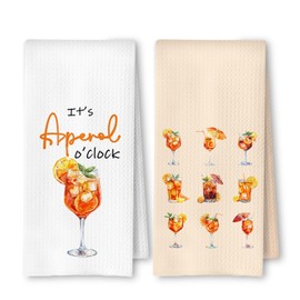 ArtisaEura Aperol Spritz Gifts Kitchen Towels, Cocktail Gifts for Women Dish Tea Bar Towel for Kitchen Bar Cart Decor, Aperol Spritz Cocktail Themed Decorative Hand Towels, 16x24 Inches Set of 2