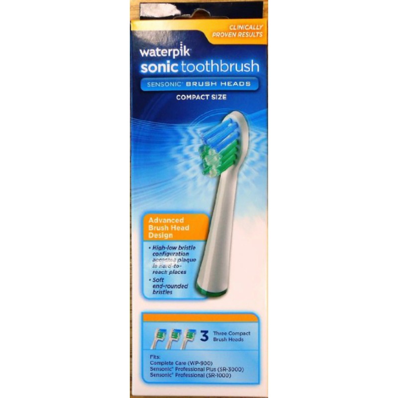 Waterpik Sonic Toothbrush Replacement Head SRSB-3W (Compact Size) 6 Count