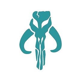 2X Pack Mandalorian Bantha Skull Sticker Vinyl Decal Notebook Car Window Laptop 2.75" x 4" (Teal)