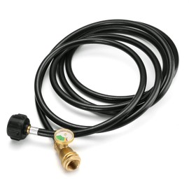 WADEO 12 FT Propane Extension Hose with Gauge, Leak Detector Replacement Propane Hose for Propane Tank, Portable Grill, BBQ Grill, Heater and Most Propane Appliances, Acme to Male QCC/POL Fittings