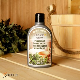 Sedum Natural Herbal Extract for Sauna, Massage, Broom Soaking - Sauna Infusion with Peppermint Leaves Extract with Eucalyptus Essential Oil, Honey and Iodine Salt - 240ml