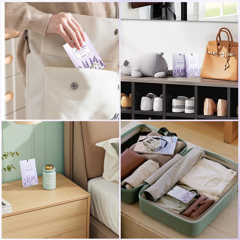FURWEY 16 Packs Lavender Scented Sachets for Drawers and Closets,Long