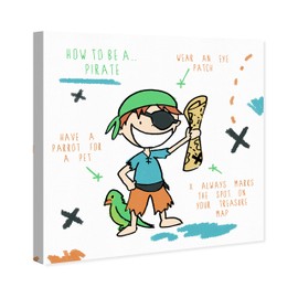 The Oliver Gal Artist Co. Fantasy Wall Art Canvas Prints 'How to Be a Pirate' Home Décor, 12" x 12", Green, Blue