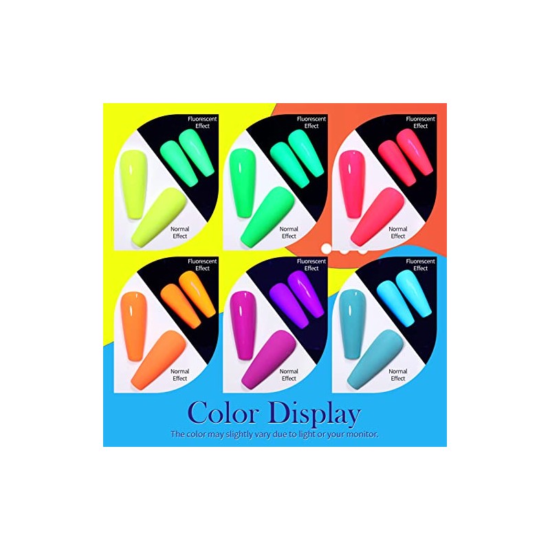 Born Pretty Neon Nail Polish Fluorescent Bright Nail Lacquer 6PCS