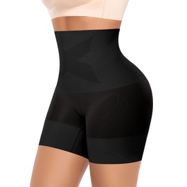 High Waisted Body Shaper Shorts for Women Tummy Control Shapewear Thigh Slimmer Seamless Girdle Shorts Under Dress (A# Black, Medium)