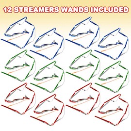 ArtCreativity Rainbow Dance Ribbon Streamers for Kids, Set of 12, Twirling Ribbons for Dancing, Marching Band, Exercise, Pretend Play, Gymnastics Party Favors, Dance Party Decorations