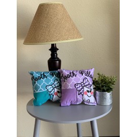 Bunnies and Bows Quatrefoil Tooth Fairy Pillow with Tooth Fairy Dust (Purple)