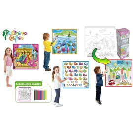 Zunammy Kids Fantastic Washable Coloring Play Mat with 12 Washable Markers - Sea Life