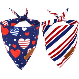 Realeaf 4th of July Dog Bandanas 2 Pack, Reversible American Flag Pet Scarf for Boy and Girl, Premium Durable Fabric, Patriotic Bandana for Small and Medium Dogs (Small)