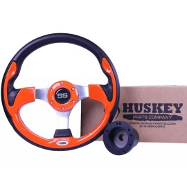 Huskey Orange Golf Cart Steering Wheel 12.5" W/ Adapter for EZGO Medalist/TXT/R