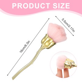 Kifmurase 2Pcs Nail Dust Brush, Ultra Soft Nylon Powder Remover for Nails with Rose Shape Long Handle, Nail Art Cleaner Tools for Nails Trimming Cleaning Makeup (Black, Gold)