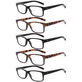 Eyekepper Vintage Reading Glasses Non-Magnification for Men (3 Pairs Black and 2 Pairs Tortoise)