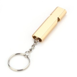 Pomya Silbato de Emergencia, aleación de Aluminio, Doble Orificio, Acero Inoxidable portátil, Fuerte silbido para Exteriores, silbidos de Supervivencia de Alto decibelio con Llavero(Oro)