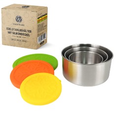 Sageware Lebensmittelbehälter aus Edelstahl mit Silikondeckel 3er-Set Brotdosen Auslaufsicher Dicht Stapelbar 680ml+400ml+200ml Set