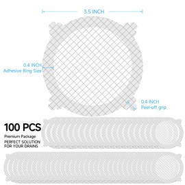 VIVIDLY 50 Pack Disposable Shower Drain Cover Hair Catcher Shower Drain Mesh Stickers, Bathroom, Bathtub, Kitchen, Sink, for Human and pet Hair (50)