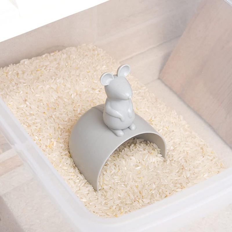 Tomaibaby 2pcs Plastic Measuring Scoops Mouse Shaped Kitchen Rice Scoops