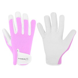WESTWOOD FOX Work Gloves Men's Leather Cut Resistant Gloves for Garden Gardening Gloves Women Thorn Proof Gardening Gloves Thornproof Gardening Gloves (Baby Pink, M)