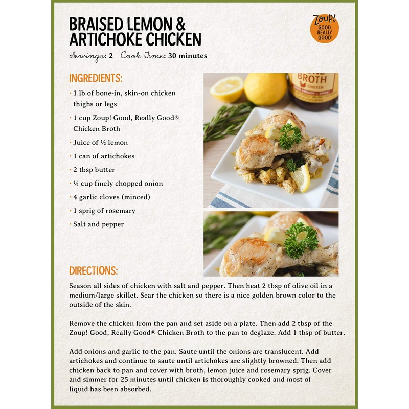 Zoup! Chicken Bone Broth - Fat Free Chicken Broth, 6-pack