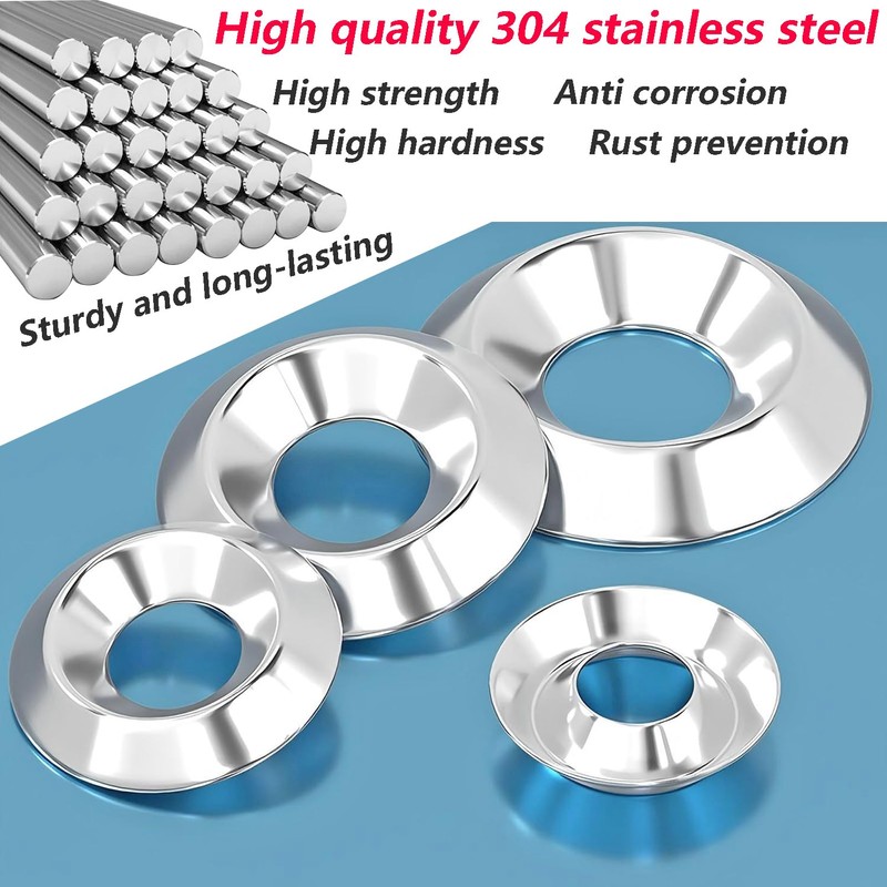 Qrity 40 Pcs 304 Stainless Steel Cup Washer, M3x11mmx2.5mm Countersunk