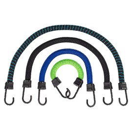 SGT KNOTS Super Stretch Bungee with Hooks - (48) Braided Nylon Cords with 600% Stretch, UV & Moisture Resistant (6", Green, 2Pack)
