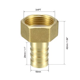 sourcing map Brass Barb Hose Fitting Connector Adapter 16mm Barbed x 3/4 PT Female Pipe 2pcs
