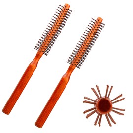 2PCS Small Round Hair Brush, Round Hair Brush, Nylon Bristles Round Brush with Wooden Handle for Men and Women, Blow Drying Hair Brush Round for Wet Hair Bangs Beard Styling Lifting Curling