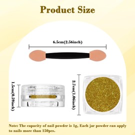 SIUSIO Chrome Nail Powder, 1g Metallic Mirror Effect Chrome Powder Holographic Shimmer Glitter Dust Manicure Decoration Nail Art Pigment for DIY Gel Polish Nail Art, Resin Craft, Salon, Gifts - Gold