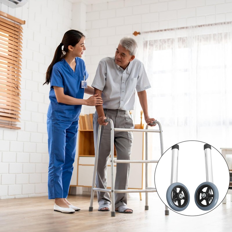 Healvian 2pcs Adjustable Walker Replacement Wheels Lightweight Aluminum Caster for
