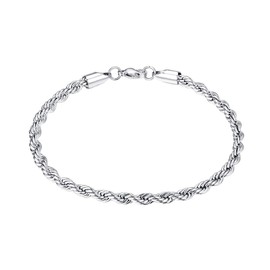 FaithHeart Stainless Steel Friendship Bracelet Engraved 3/6 mm Wide 21 cm Cord Chain/Wheat Chain Bracelet for Men/Boys as Birthday/Graduation, Stainless Steel