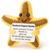 Weming Emotional Support Plush- Mini Crochet Starfish with Message Sign,