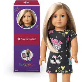 American Girl Truly Me 18-inch Doll #100 with Blue Eyes, Blonde Hair, Lt-to-Med Skin, Printed T-shirt Dress, For Ages 6+