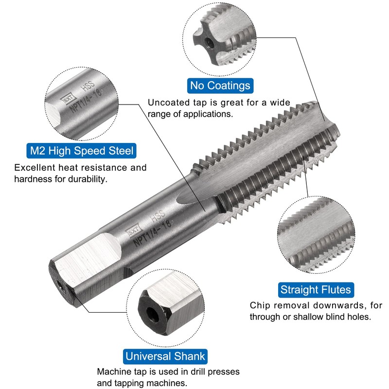 sourcing map Tap & Drill Bit Set, 1pcs 1/4-18 NPT