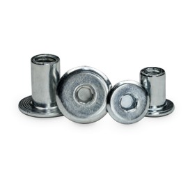 NIMA PARTS Pack of 10 Sleeve Nuts with Flat Head and Hexagon Socket - Rustproof - Furniture Screws, Screw Sleeves, Connecting Screw (M8 x 16)