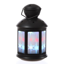 LED Lantern with Effect, Decorative Mood Lantern (Black - Coloured Star Effect)