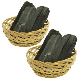 Binchotan Honpo Interior Binchotan Stylish Hand-woven Oval Shape Set of 2 Deodorizing, Deodorizing, Dehumidifiing, Air Purification, Entryway, Living Room, Interior Binchotan, Charcoal, Feng Shui,