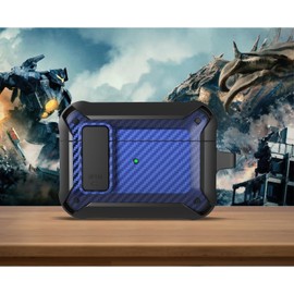Case for AirPods 4th Gen, Case Compatible with AirPods 4 2024, Military Grade Drop Protective Cover with Secure Lock & Carbon Fiber Texture, Heavy-Duty Carabiner, Supports Wireless Charging