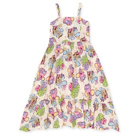 SpongeBob SquarePants Little Girls Square Neck Smocked Cami Maxi Dress Off White 6