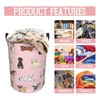 Jbofyee Cute Dogs Pink Laundry Hamper Bag With Waterproof Liner