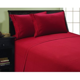 Elegance Linen 1200 Thread Count Chain Design Egyptian Quality Luxurious Silky Soft Wrinkle & Fade Resistant 3-Piece Sheet Set, Deep Pocket Up to 16" - Twin Burgundy